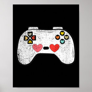 Poster Jeux Vidéo Coeur Enfants Contrôleur Valentines Day