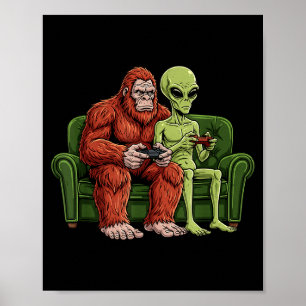 Poster Jeux vidéo de jeux d'Alien Bigfoot Sasquatch Ufo M