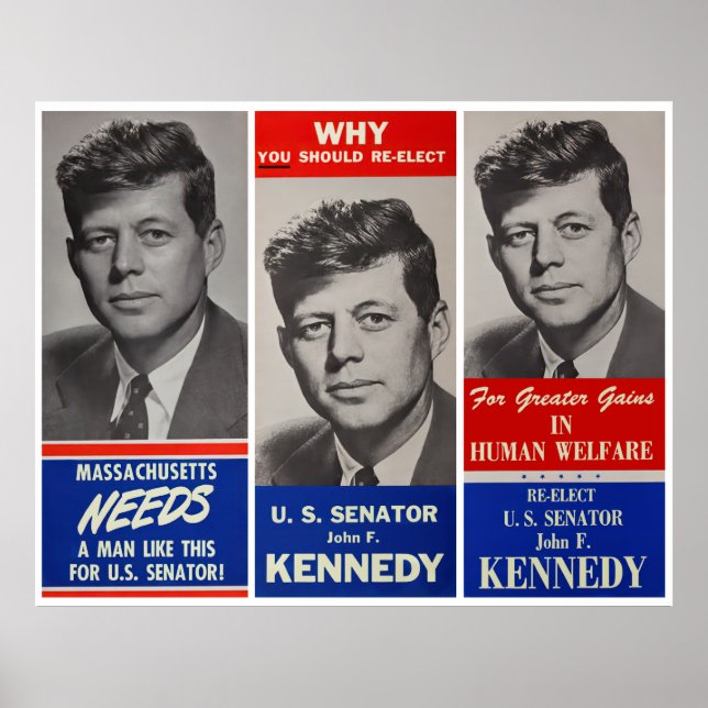 POSTER JFK 1958 CAMPAGNE DU SÉNAT (Devant)