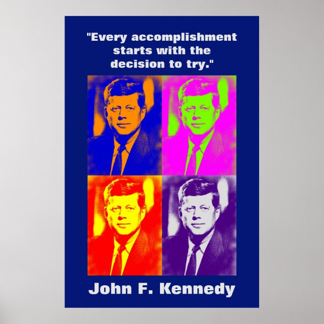 Poster JFK John F. Kennedy Citation Inspiration Motivatio (Devant)