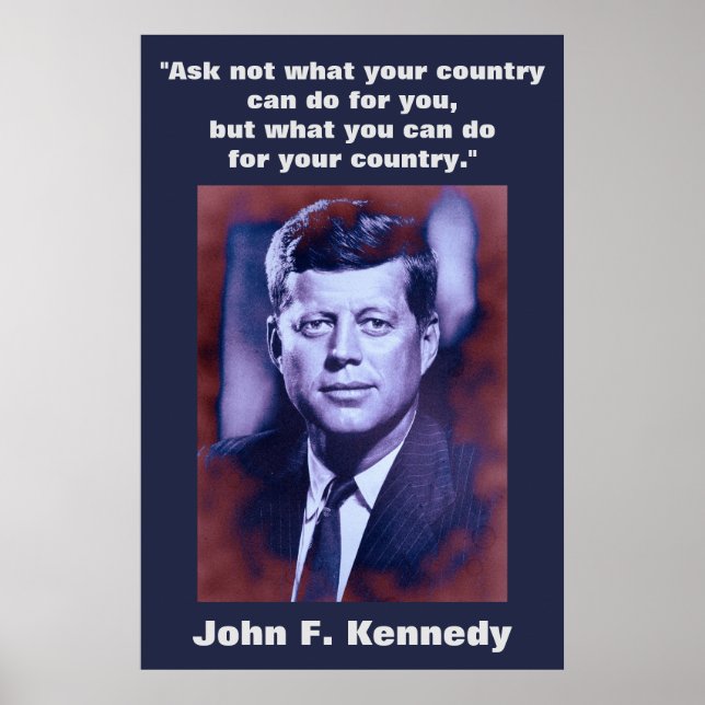 Poster JFK John F. Kennedy Citation Inspiration Motivatio (Devant)