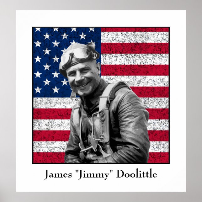 Poster Jimmy Doolittle et le drapeau américain (Devant)