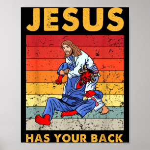 Poster Jiu Jitsu Brésilien Jésus est derrière toi BJJ MMA