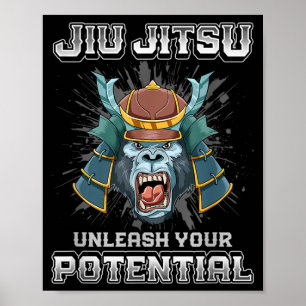 Poster Jiu Jitsu Brésilien MMA et Grappling BJJ Samouraï