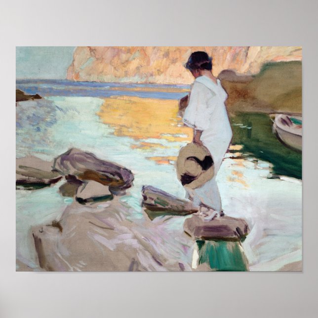 Poster Joaquin Sorolla - Elena à Cala de San Vicente (Devant)