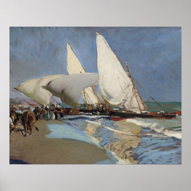 Poster Joaquin Sorolla - La plage de Valence (Devant)