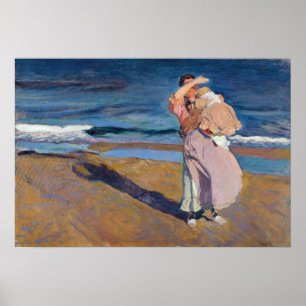 Poster Joaquín Sorolla y Bastida, pêcheuse avec son fil