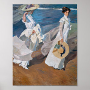Poster Joaquin Sorolla Y Bastida - Promenade dans la mer