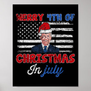Poster Joe Biden drôle vintage Joyeux 4ème Noël en