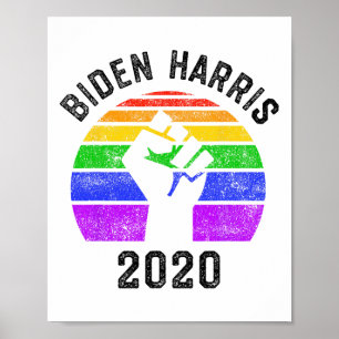 Poster Joe Biden Kamala Harris 2020 Rainbow Gay pride Lgb