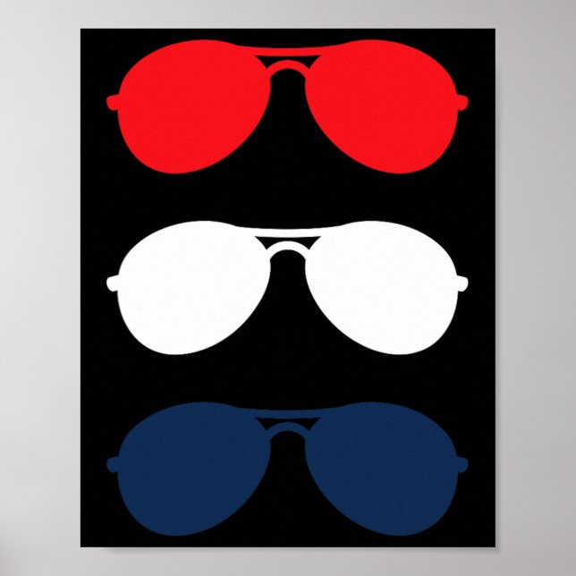 Poster Joe Biden Lunettes de soleil Rouge Blanc Bleu Bleu (Devant)