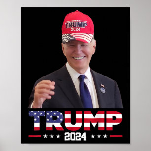 Poster Joe Biden portant un chapeau Trump 1