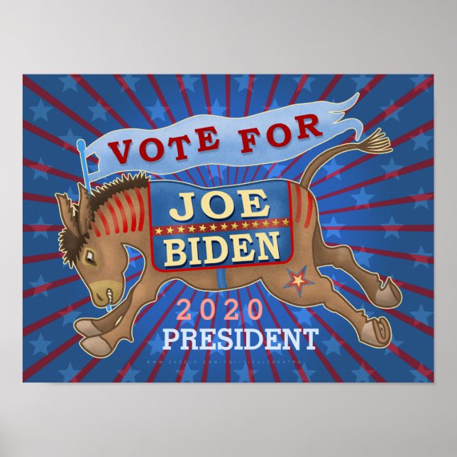 Poster Joe Biden pour le président 2020 Démocrate Donkey (Devant)