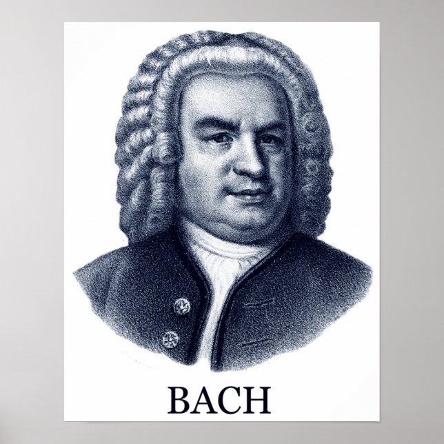 Poster Johann Sebastian Bach, bleu (Devant)