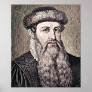 Poster Johannes Gutenberg - Inventeur