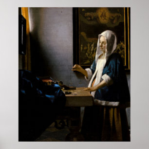 Poster Johannes Vermeer - Femme tenant une balance
