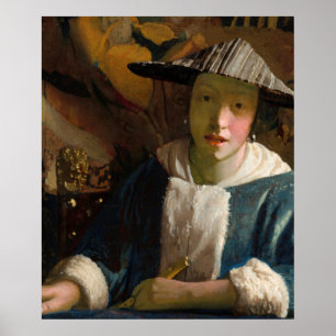 Poster Johannes Vermeer - Fille à la flûte