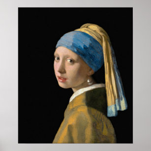 Poster Johannes Vermeer - Fille avec une oreille perle