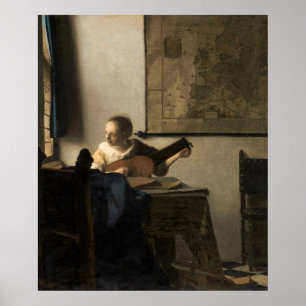 Poster Johannes Vermeer - Jeune Femme avec un Luth