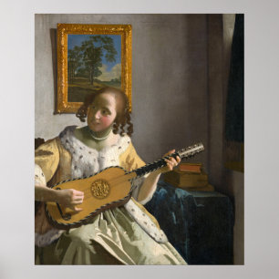 Poster Johannes Vermeer - Joueuse de guitare