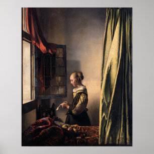 Poster Johannes Vermeer, liseuse d'une lettre