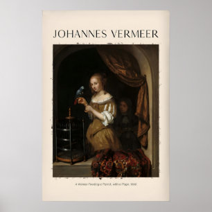 Poster Johannes Vermeer Une femme nourrissant un perroque