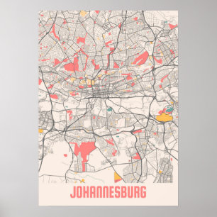 Poster Johannesburg - Afrique du Sud Chalk City Map