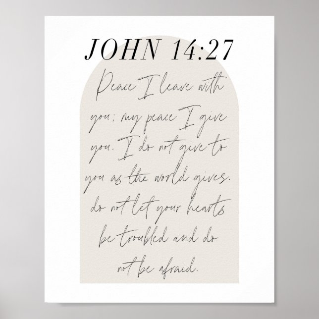 Poster John 14:27 Mini Boho Arc Beige Script (Devant)