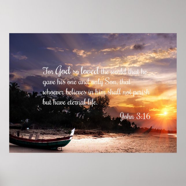Poster John 3:16 #1 NIV - Écriture Mur chrétien Art (Devant)