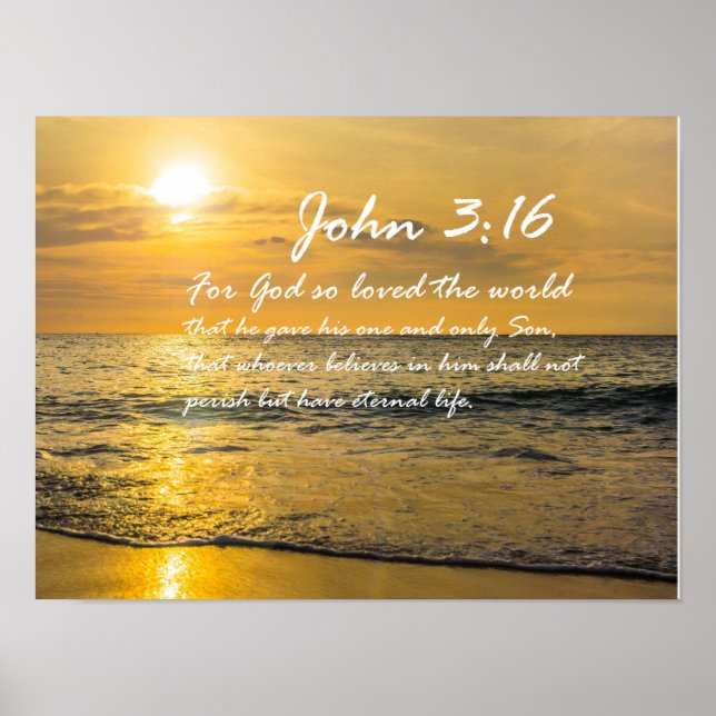 Poster John 3:16 #2 NIV - Écriture Mur chrétien Art (Devant)