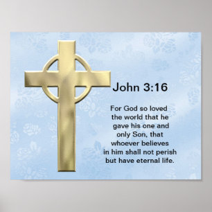 Poster John 3:16 (bleu)
