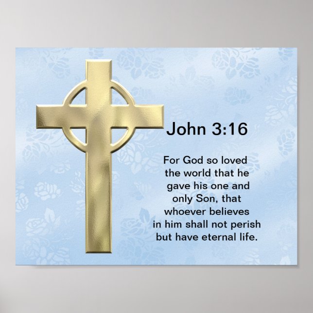 Poster John 3:16 (bleu) (Devant)