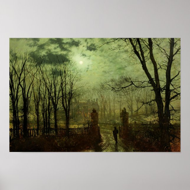 Poster John Atkinson Grimshaw - À la porte du parc (Devant)