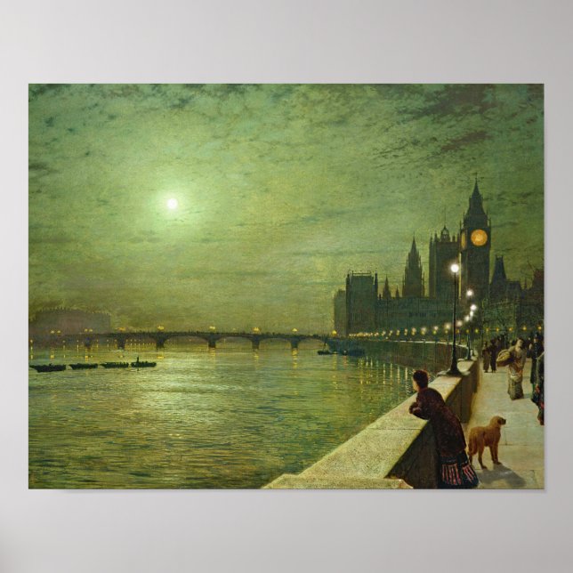Poster John Atkinson Grimshaw - Réflexions sur la Tamise (Devant)