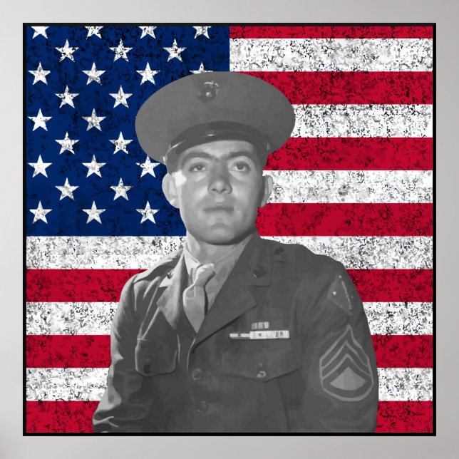 Poster John Basilone et le drapeau américain — Frontière (Devant)
