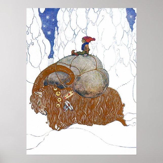 Poster John Bauer La chèvre de Noël (Devant)