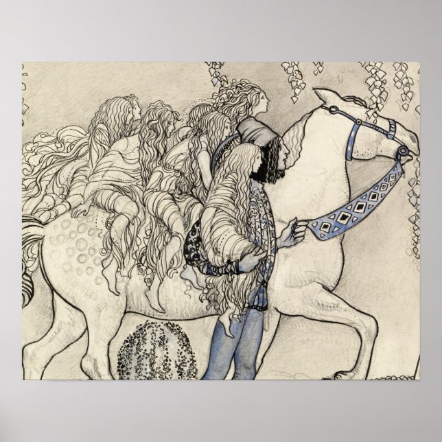 Poster John Bauer - Le Cheval qu'il a conduit au Bit (Devant)