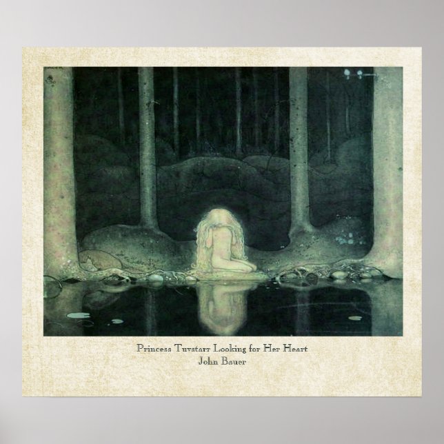 Poster John Bauer Princesse Tuvstarr Cherche Son Coeur (Devant)
