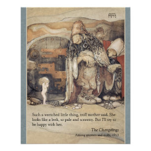 Poster John Bauer Troll couple et princesse bébé CC1023