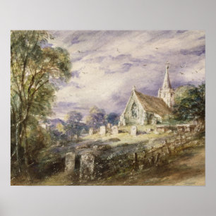 Poster John Constable   Église Stoke Poges, 1833 (avec al