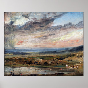 Poster John Constable Hampstead Heath, avec étang et bain