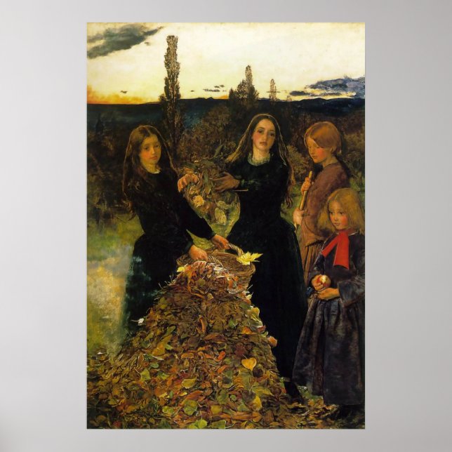 Poster John Everett Millais Feuilles d'automne (Devant)