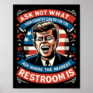 Poster John F. Kennedy Funny Patriotic Toilet Mème 4ème D