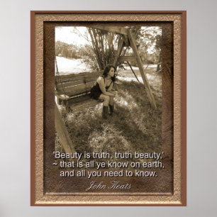 Poster John Keats Citation - Art Print - La beauté est la