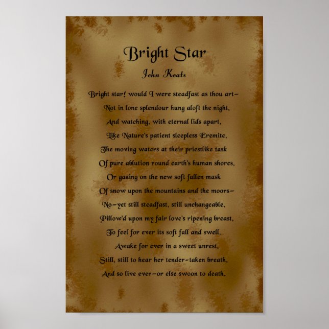 Poster John Keats, Étoile Lumineuse (Devant)