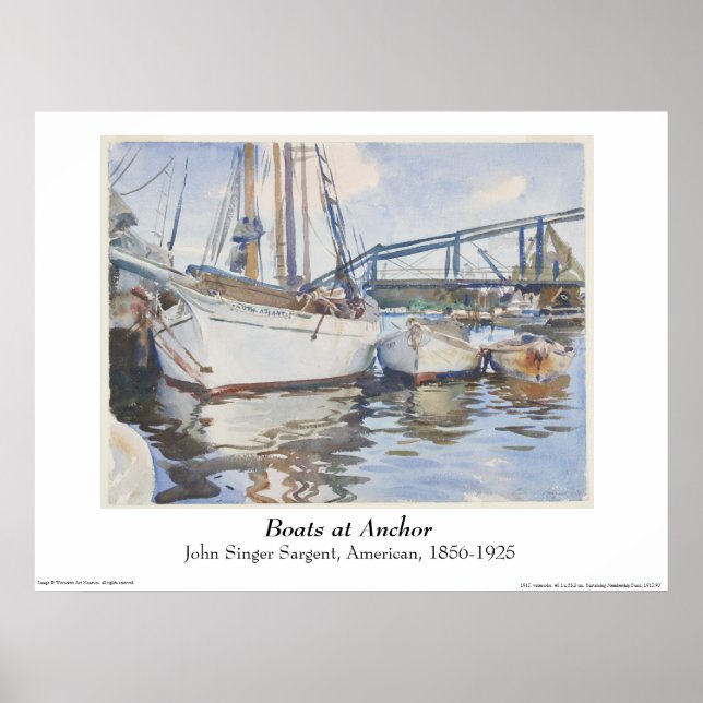 Poster John Singer Sargent Aquarelle - Mer (Devant)