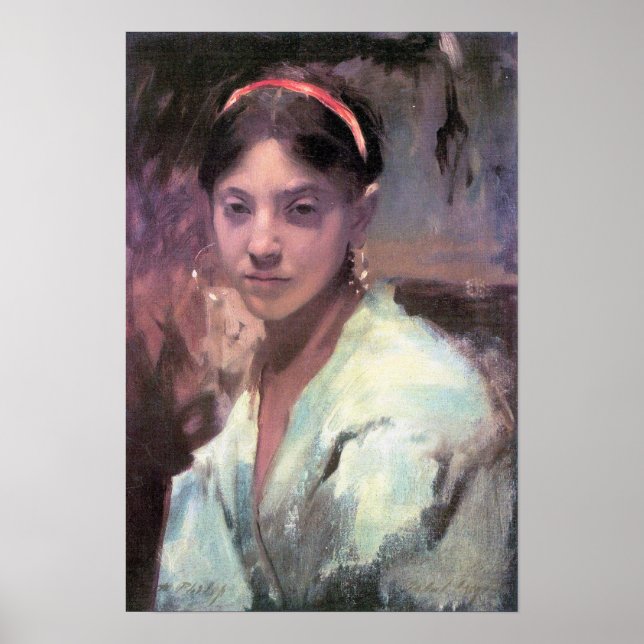 Poster John Singer Sargent - Chef d'une Capri Girl (Devant)