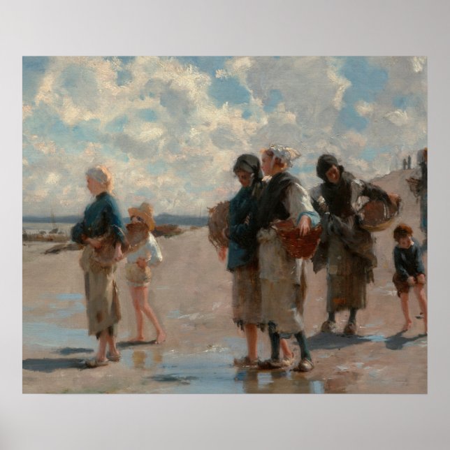 Poster John Singer Sargent Fishing pour huîtres (Devant)