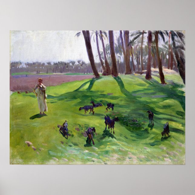 Poster John Singer Sargent Paysage avec Goatherd (Devant)