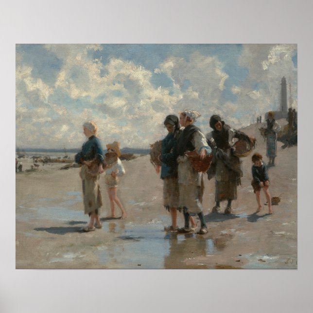 Poster John Singer Sargent - Pêche aux huîtres (Devant)